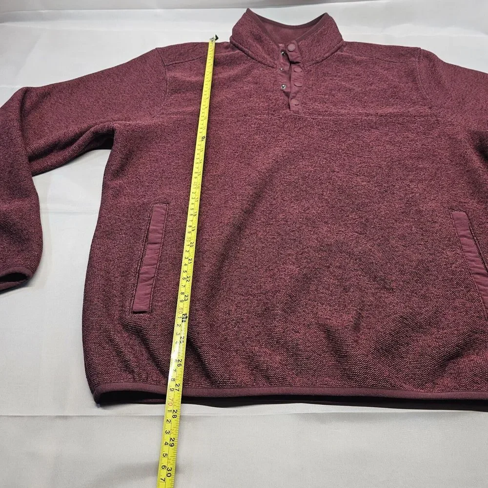 Eddie Bauer Mens L Red Quarter Button Pullover Cotton Casual Knit‎ Sweatshirt